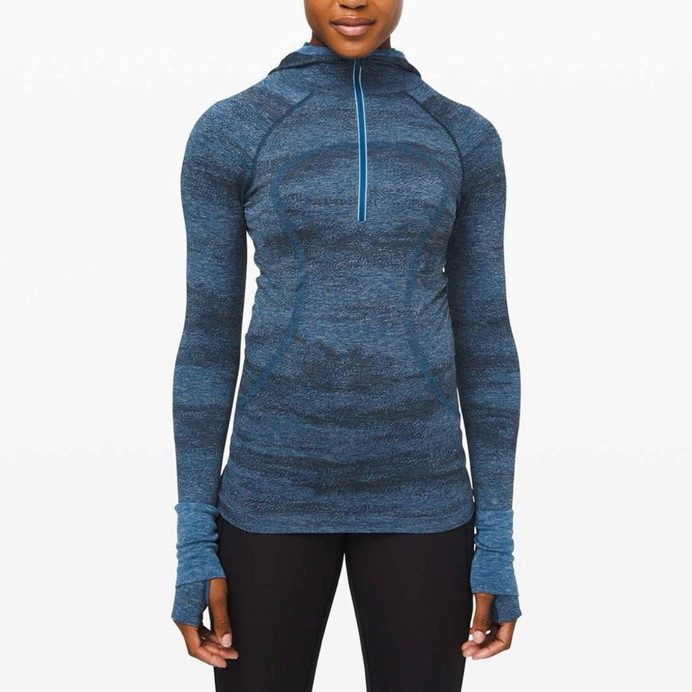 Lululemon Swiftly Speed Hooded 1/2 Zip Poseidon Black Hi-Def Cyan Nightfall 2